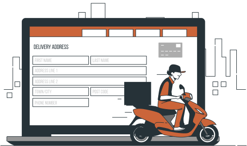 Courier driving a delivery bike